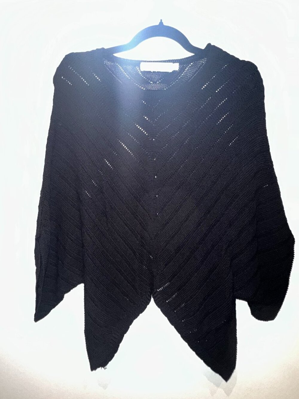 Bishop + Young Black Open Knit Poncho Sweater